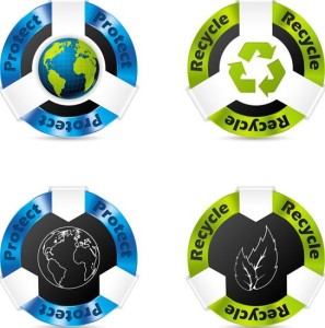 Blue and Green ECO Concept Vector Stickers