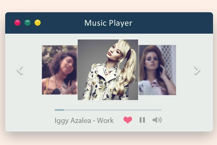 Apple Style Music Player Widget PSD