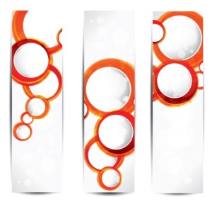 Vector Vertical Banners with Orange Circular Backgrounds