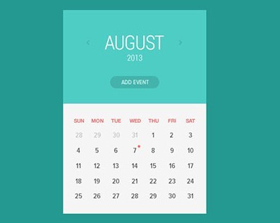 Blue and White Flat Calendar Interface PSD