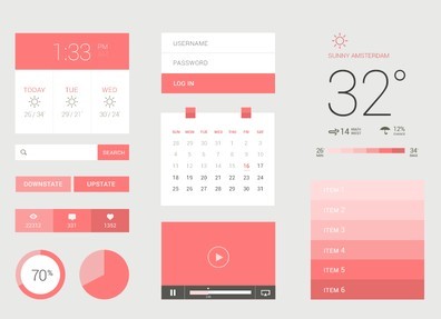 Clean and Pink Flat Web UI Kit PSD