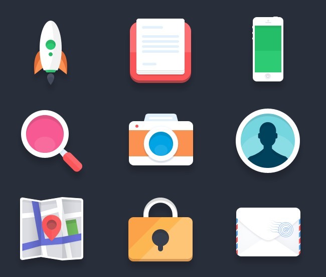 Flat and Colored App Icon Set PSD 02