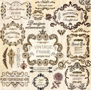 Set of Vector Vintage Brown Floral Borders and Frames 03