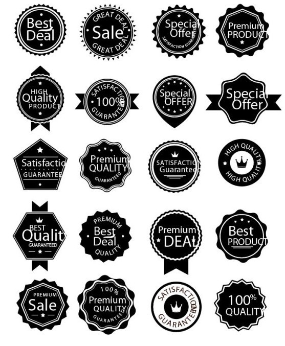 Simple Dark Vector Badge Collection