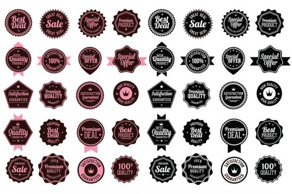 Vector Pink and Black Badge Sticker Collection