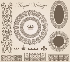 Vector Vintage Royal Floral Design Elements 05