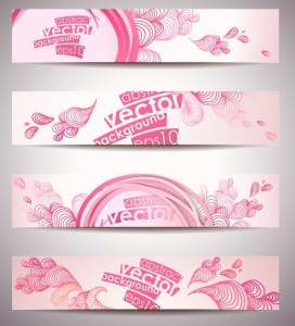 4 Vector Lovely Pink Banners with Abstract Backgrounds