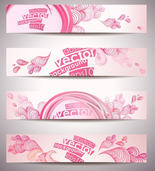 4 Vector Lovely Pink Banners with Abstract Backgrounds