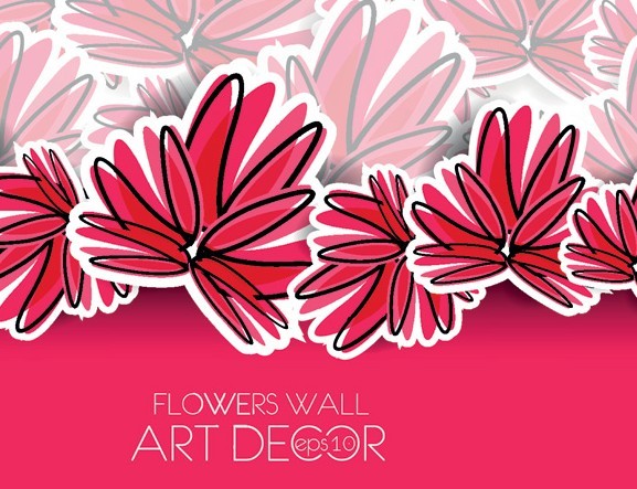 Classical Hand-Drawn Vector Flower Wall Background 02