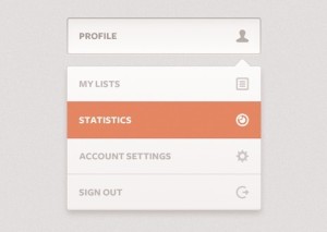 Clean Grey and Orange Profile Drop Down List PSD