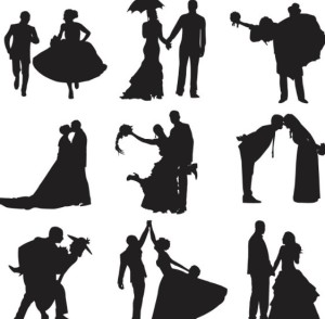 Vector Bride and Groom Silhouettes 01