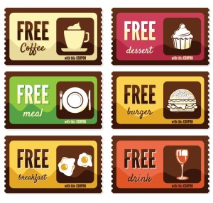 Vintage Free Food Coupon Sticker Labels Vector