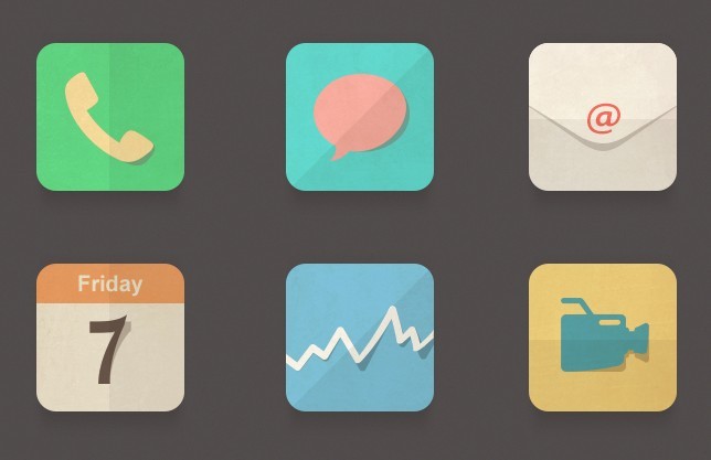 Flat Paper Folding-Like App Icons PSD