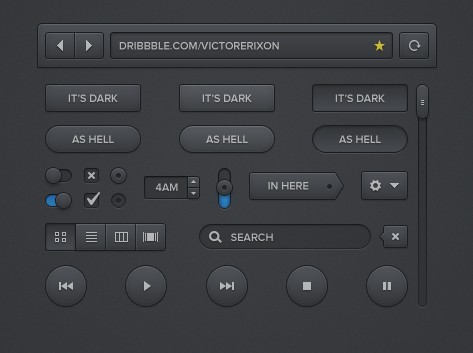 Minimal Dark UI Kit PSD
