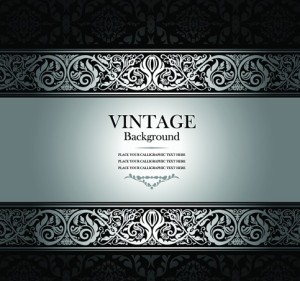 Vintage Dark Silver Floral Pattern Background Vector 01