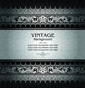 Vintage Dark Silver Floral Pattern Background Vector 04