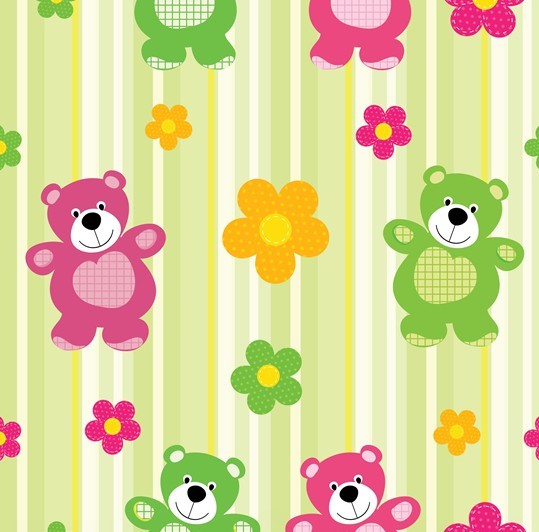 Cartoon Winnie and Flower Background Vector