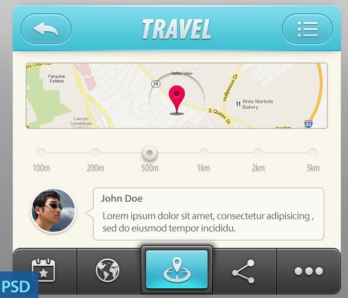 Travel App UI Elements PSD