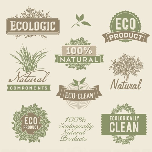 Vector Vintage Natural and ECO Concept Badges and Labels