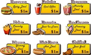 Vector Yellow Food Coupon Stickers