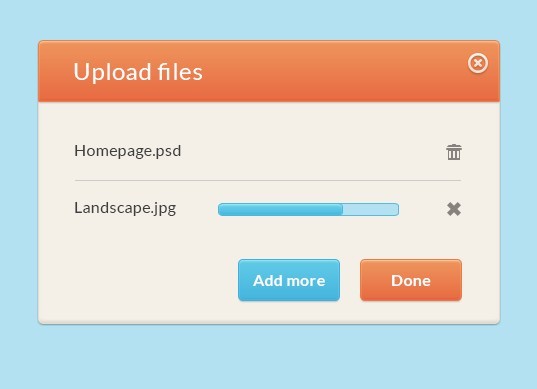 Simple Upload Modal Interface PSD