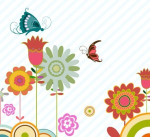 Cartoon Hand Painted Floral Background Vector 01