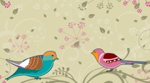 Cartoon Spring Bird and Flowers Background 05