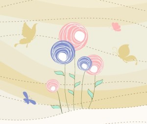 Cartoon Spring Bird and Flowers Background 06