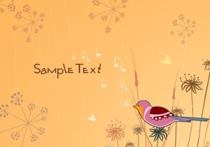 Cartoon Spring Bird and Flowers Background 07