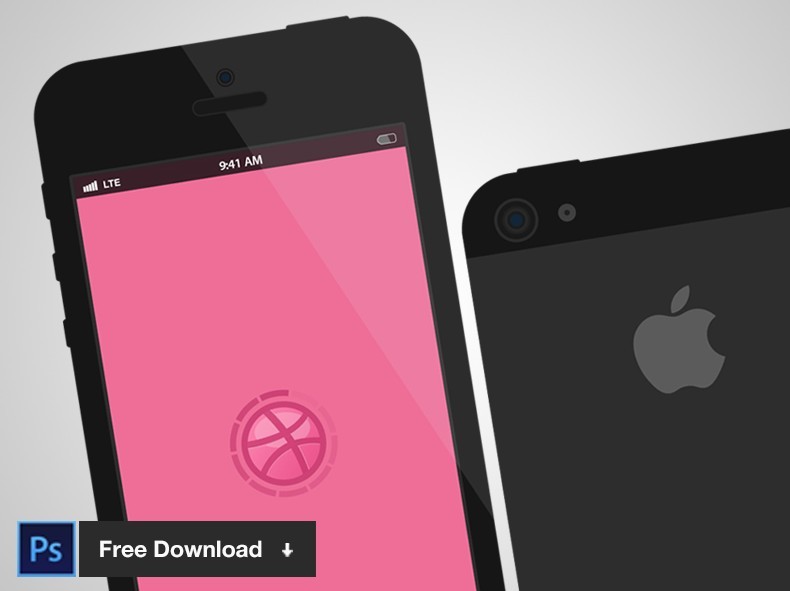 Flat Design iPhone 5 PSD Mockup Template