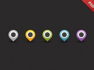 Map Pins Icons PSD