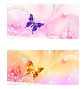 Set Of Vector Butterfly Backgrounds & Banners