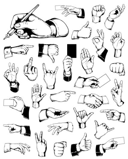 Vector Hands and Gestures Design Elements 05