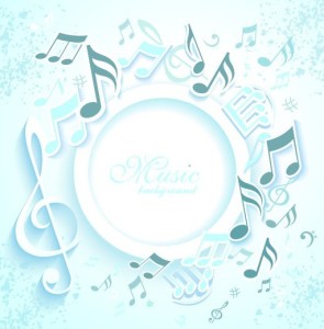 3D Musical Notes Background Vector