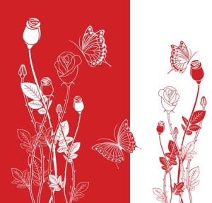 Vector Abstract Red & White Flowers 02