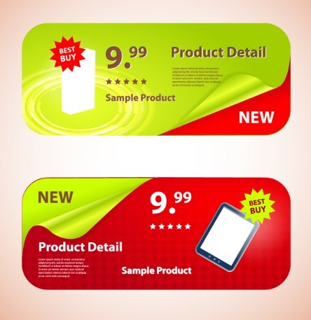 Creative Rounded Product Promotion Banners Vector 01