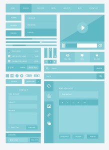 Cyan Blue Flat UI Kit PSD