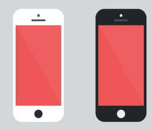 Flat Style White and Black iPhone PSD Mockup