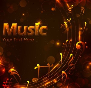 Golden Music Background with Musical Notes Vector