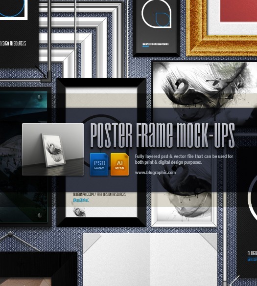 Poster Frame Mockups (Psd & Vector)