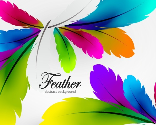 Vector Colorful Abstract Feathers Background 04