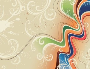 Vintage Abstract Music Background with Floral Patterns Vector 03