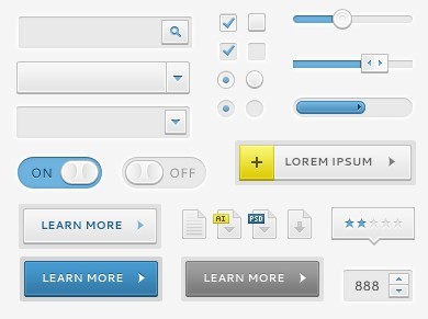 Minimal Blue and Grey UI Elements PSD