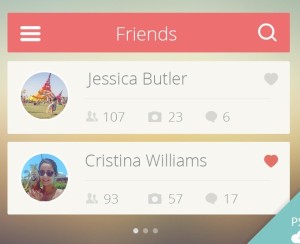 Flat Friend List UI PSD