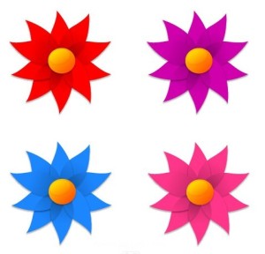 Vector 4 Colorful Windmill Style Flowers