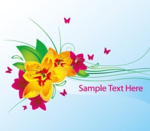 Vector Spring Flowers and Butterflies Illustration 01