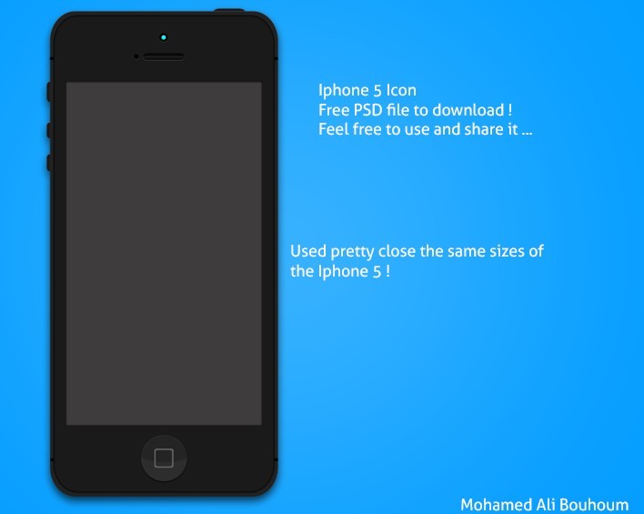 Flat Black iPhone 5 PSD Mockup