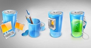 3D Blue Battery Box Icons