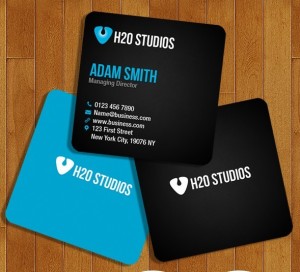 Black and Blue Mini Business Cards PSD