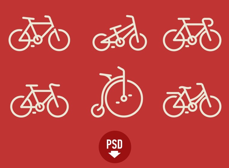 6 Abstract Bicycles Icons PSD